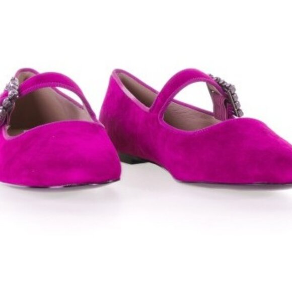 Rare BIBI LOU Ballet Essen Mary Jane Suede Flats Womens Sz 10 MSRP $200 - Picture 9 of 12